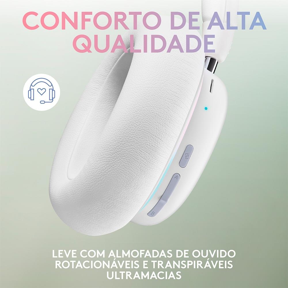 Headset Gamer sem Fio Logitech G735, Ligthspeed com RGB, Bluetooth, Pc,android e iOS- Branco