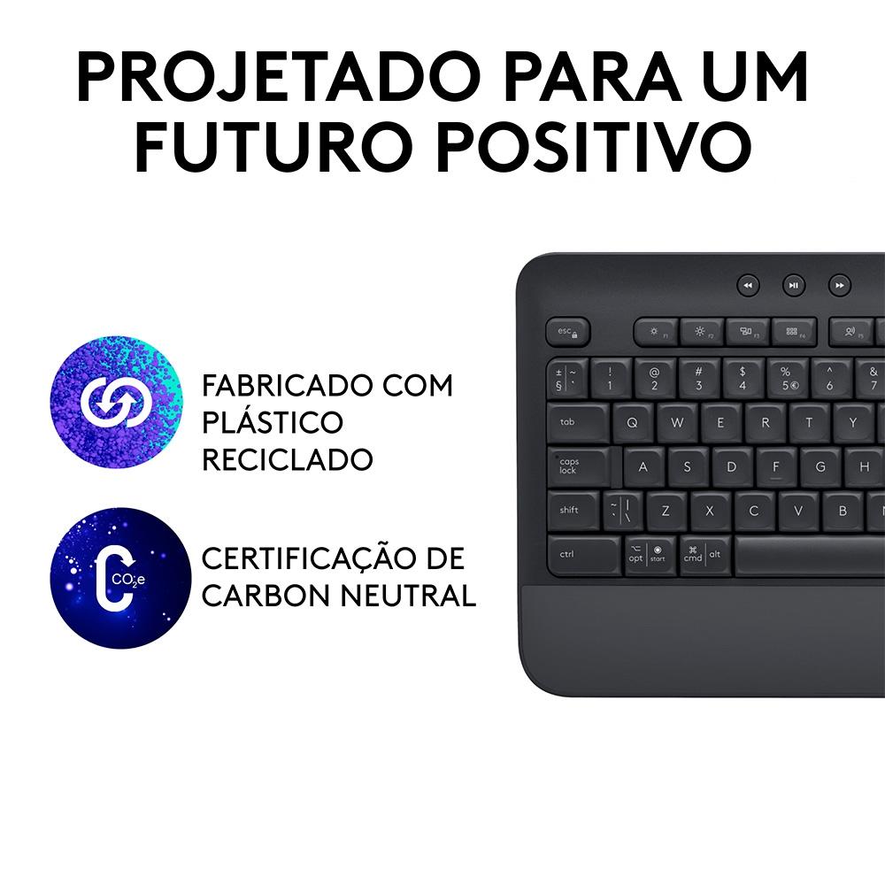 Teclado sem Fio Logitech Signature K650, Bluetooth, USB, com Apoio para as Mãos, Padrão Us, Grafite