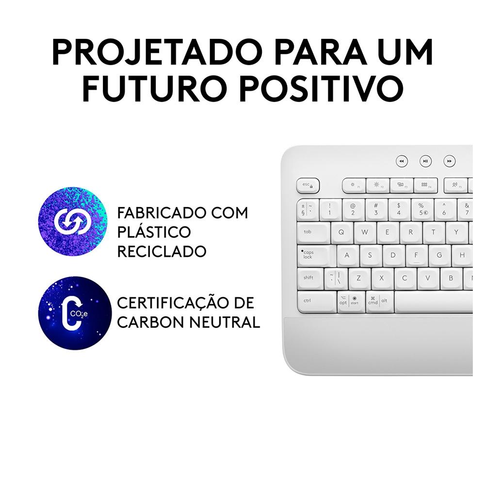 Teclado sem Fio Logitech Signature K650, Bluetooth, USB, com Apoio para as Mãos, Padrão Us, Branco