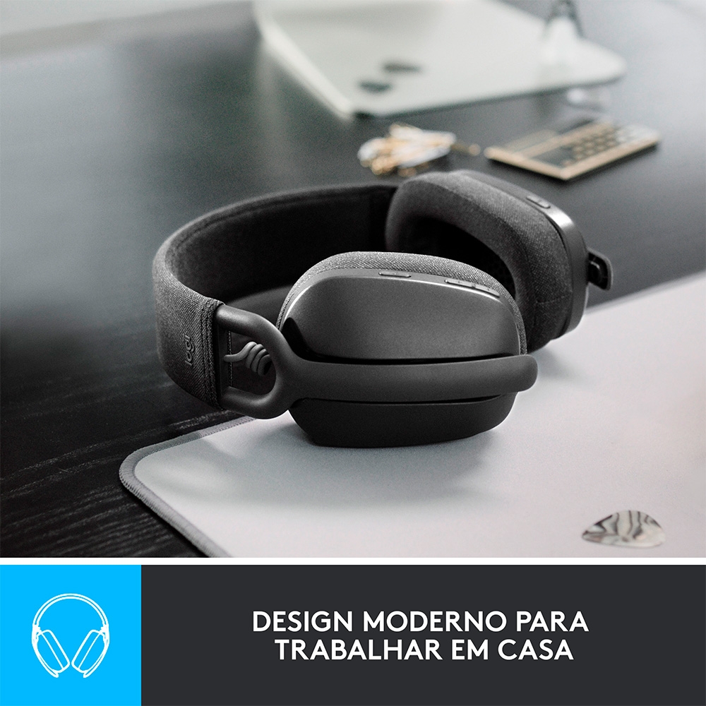 Headset sem Fio Logitech Zone Vibe 100, Drivers 40 mm, USB, Bluetooth, PC, Mobile- Grafite