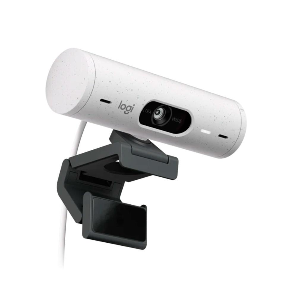 Webcam Full HD Logitech Brio 500, 1080P, 30 Fps, Microfones Duplos, USB-C, Suporte Incluso, Branco