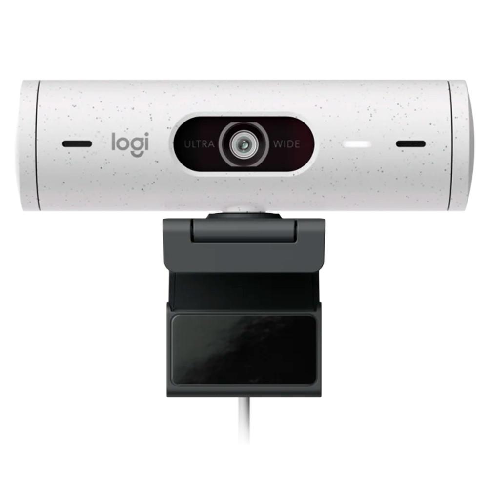 Webcam Full HD Logitech Brio 500, 1080P, 30 Fps, Microfones Duplos, USB-C, Suporte Incluso, Branco