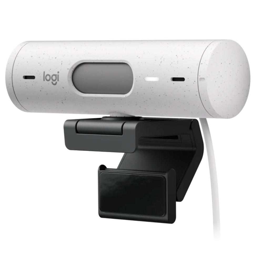 Webcam Full HD Logitech Brio 500, 1080P, 30 Fps, Microfones Duplos, USB-C, Suporte Incluso, Branco
