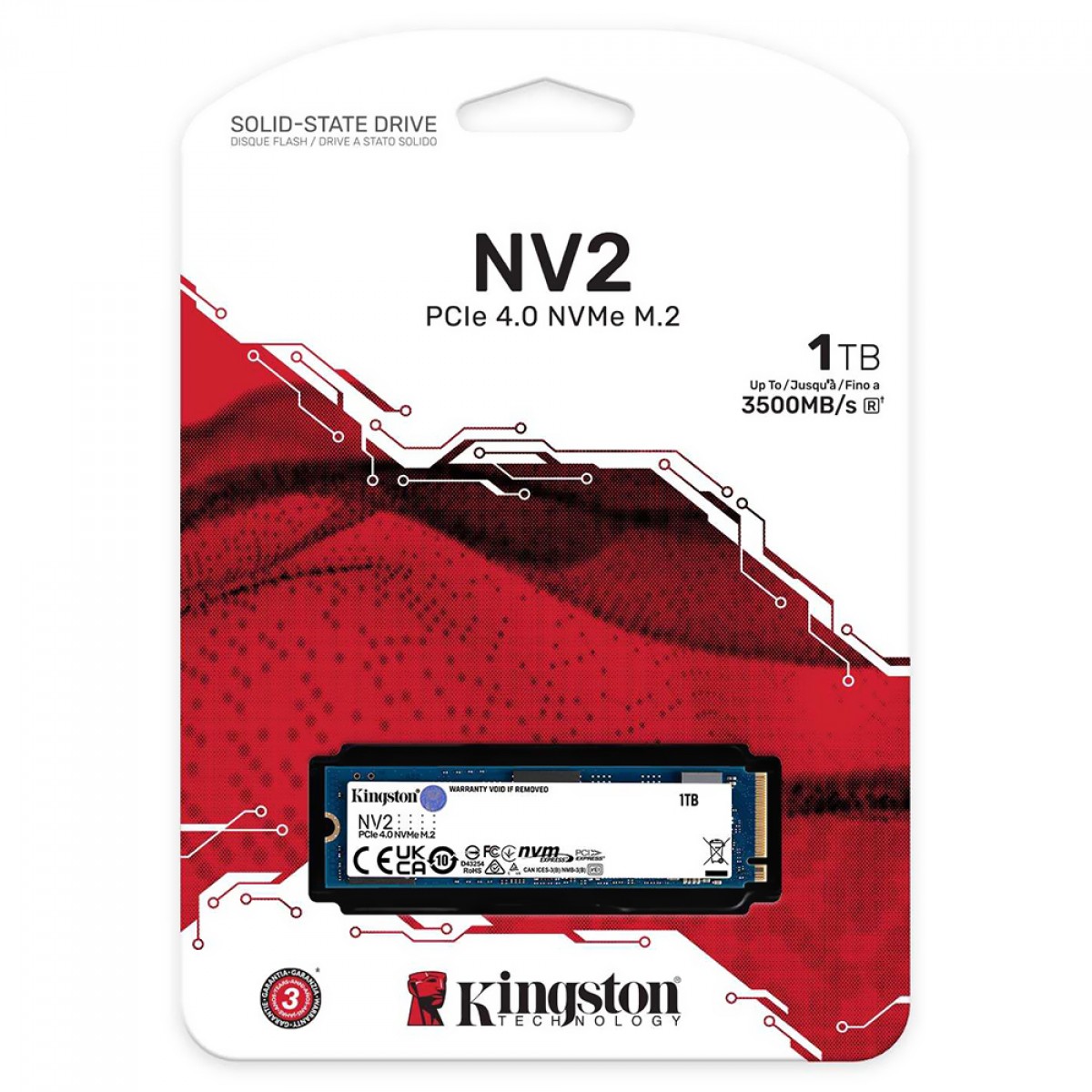 SSD M.2 NVMe 1TB PCIe NV2 Leitura 3500 MB/S Gravação 2100 MB/S - Kingston