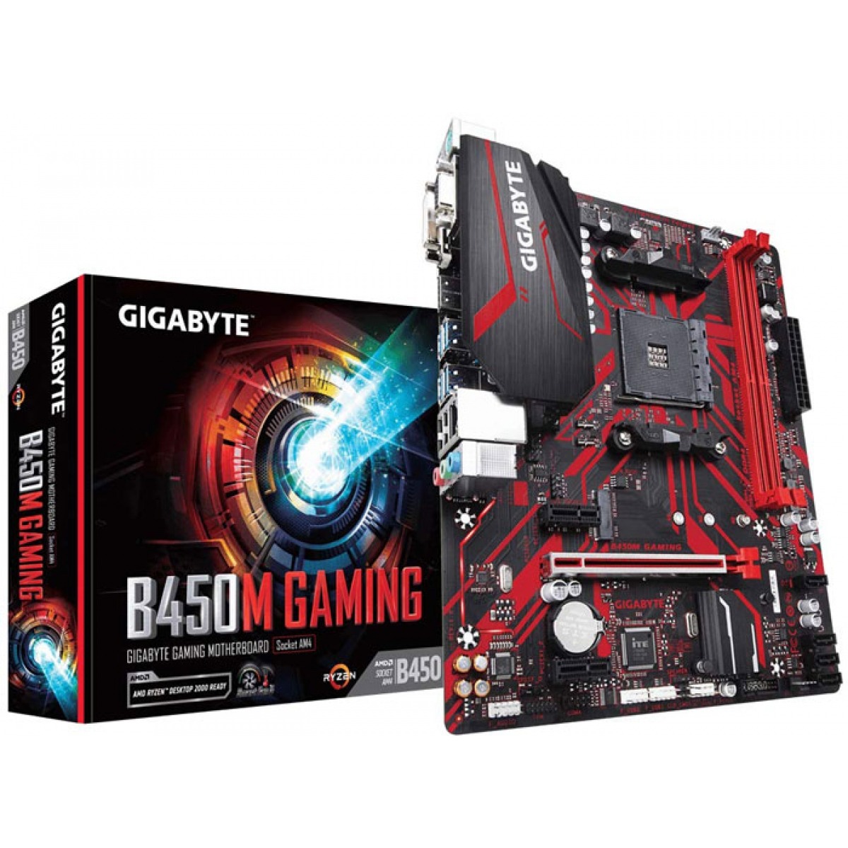 Placa Mãe AM4 Gigabyte B450M Gaming MATX DDR4 HDMI, DVI, VGA, USB 3.1, M.2