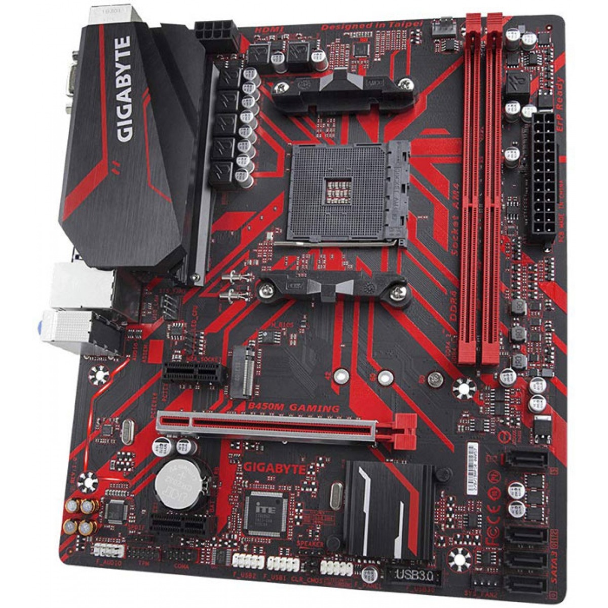 Placa Mãe AM4 Gigabyte B450M Gaming MATX DDR4 HDMI, DVI, VGA, USB 3.1, M.2