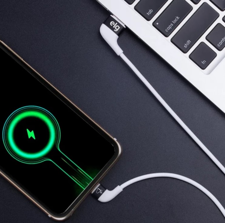 Cabo USB para USB Tipo-C ELG Conector 90º 1 Metro Branco - XFTC10WH