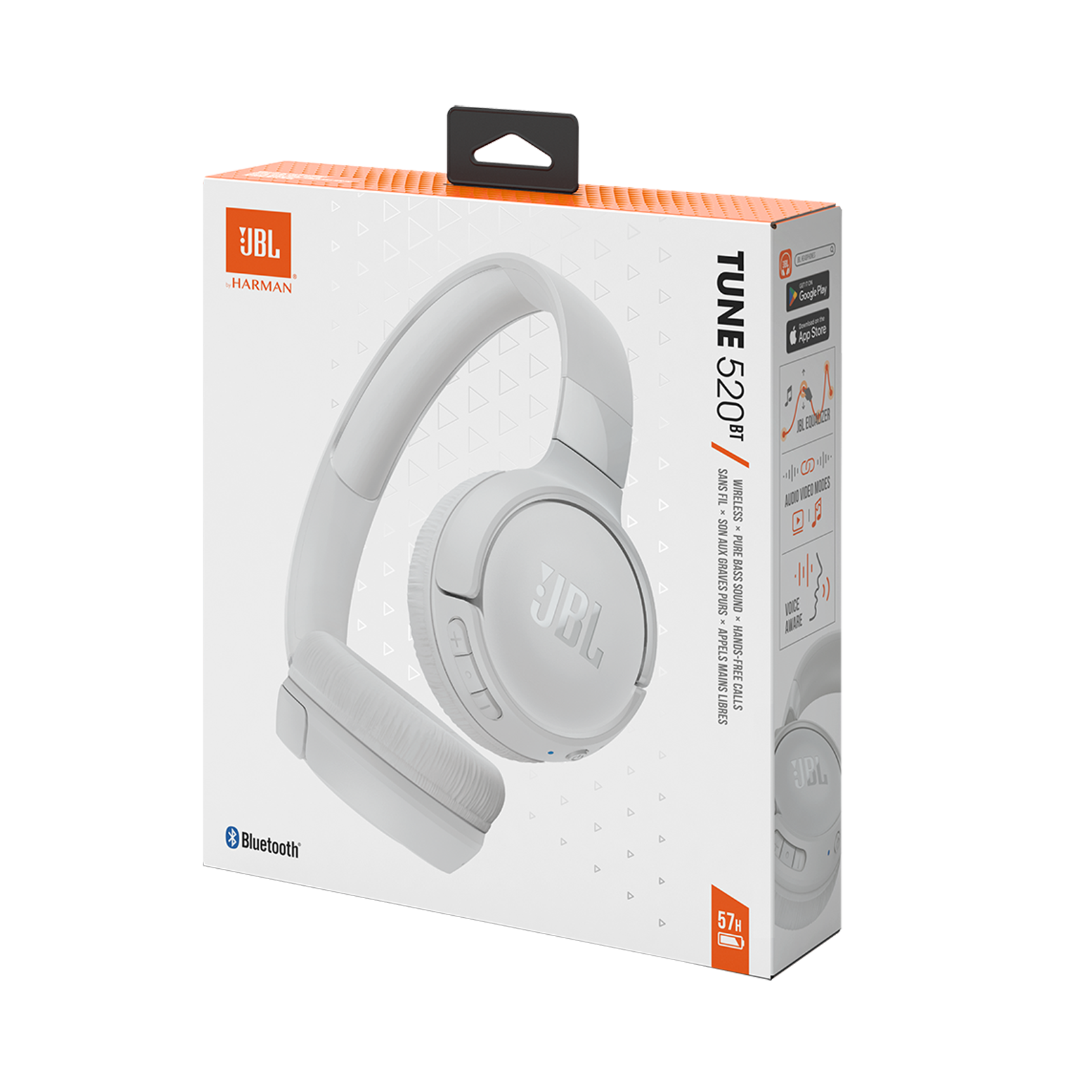 Fone de Ouvido sem Fio JBL Tune 520BT Branco, BT, Bateria até 57H,COMANDO de VOZ,JBLT520BTWHT