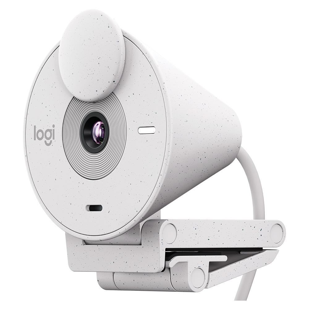 Webcam Full HD Logitech Brio 300, 1080P, 30 Fps, USB-C, Microfone Integrado, Branco - 960-001440