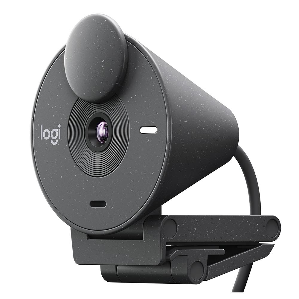 Webcam Full HD Logitech Brio 300, 1080P, 30 Fps, USB-C, Microfone Integrado, Grafite- 960-001413