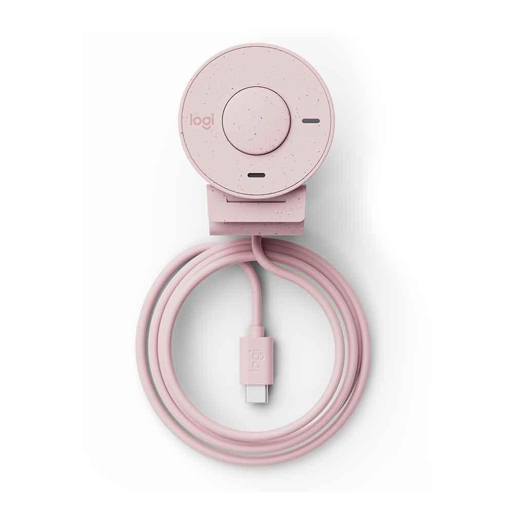 Webcam Full HD Logitech Brio 300, 1080P, 30 Fps, USB-C, Microfone Integrado, Rosa - 960-001446