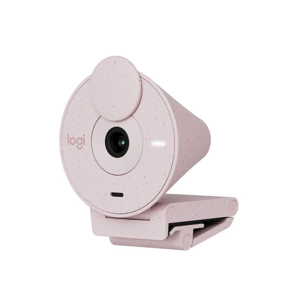 Webcam Full HD Logitech Brio 300, 1080P, 30 Fps, USB-C, Microfone Integrado, Rosa - 960-001446