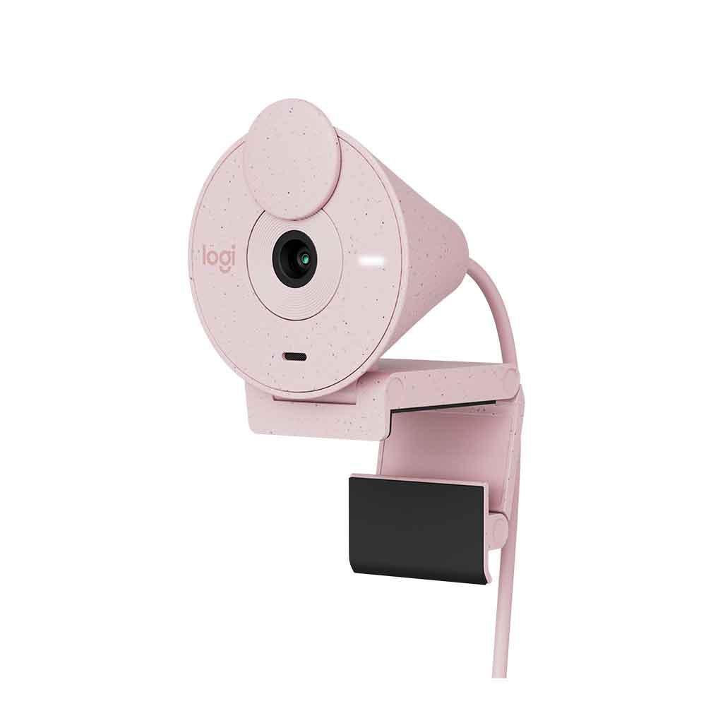 Webcam Full HD Logitech Brio 300, 1080P, 30 Fps, USB-C, Microfone Integrado, Rosa - 960-001446