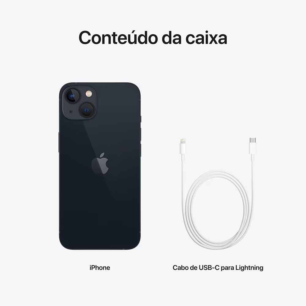 Smartphone iPhone 13 5G Tela OLED 6,1" 4/128GB Meia Noite