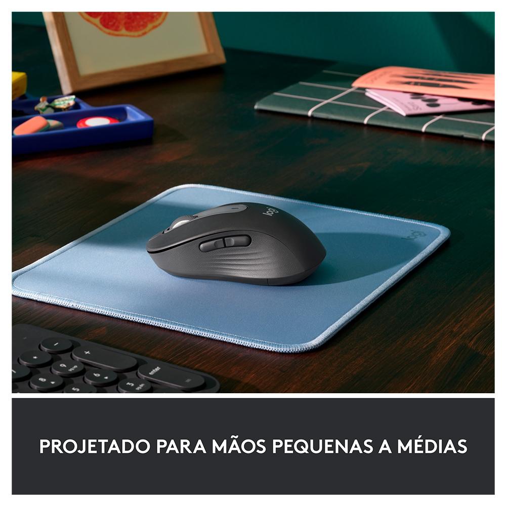 Mouse sem Fio Logitech Signature M650 L, Tam Padrão,silencioso, USB e Bluetooth - Grafite