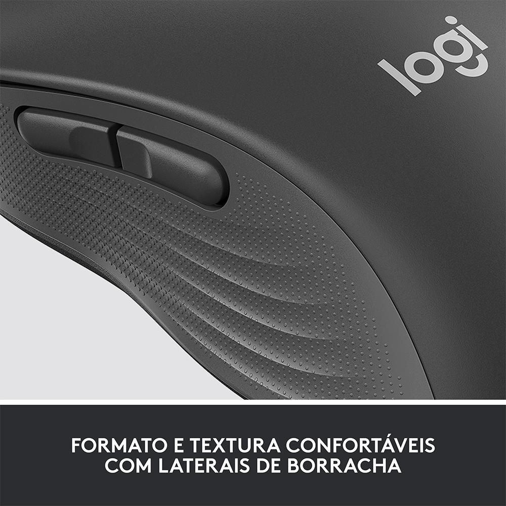 Mouse sem Fio Logitech Signature M650 L, Tam Padrão,silencioso, USB e Bluetooth - Grafite