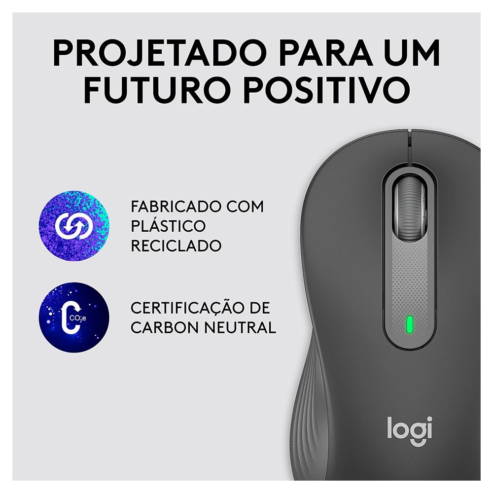 Mouse sem Fio Logitech Signature M650, 2000 DPI, 5 Botões, Silencioso, Bluetooth, USB, Grafite