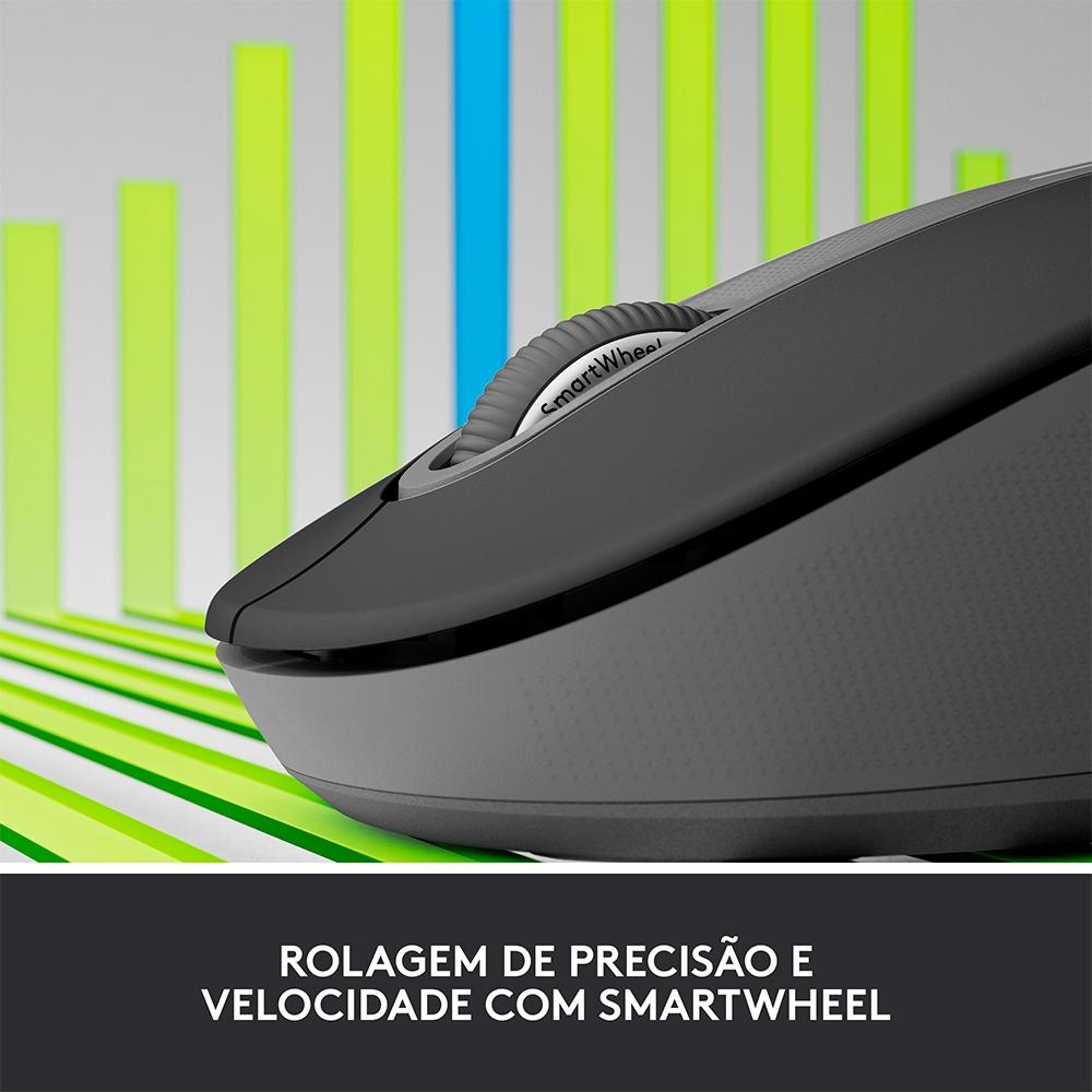 Mouse sem Fio Logitech Signature M650, 2000 DPI, 5 Botões, Silencioso, Bluetooth, USB, Grafite