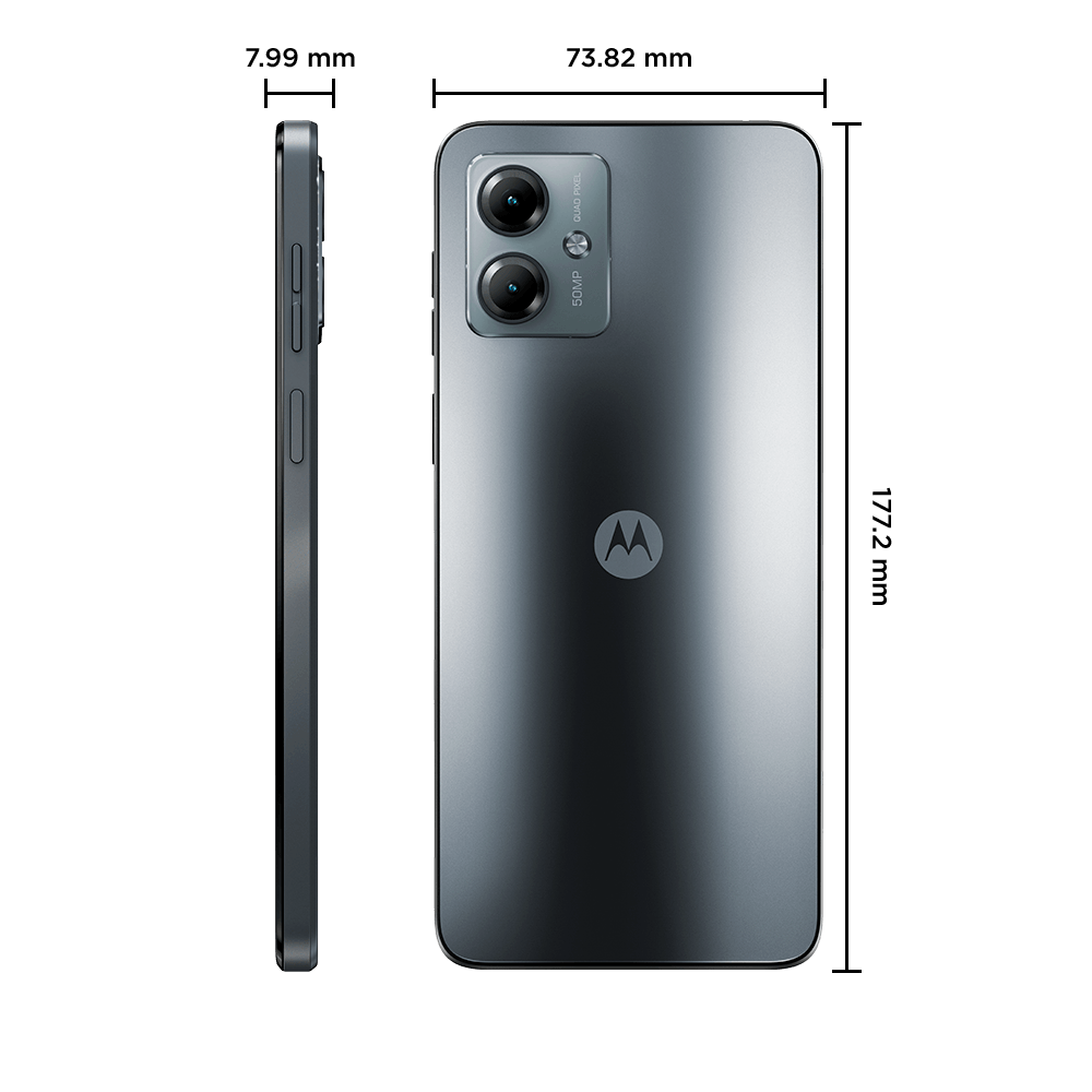 Smartphone Motorola Moto G14, 128GB, 4GB RAM, Câmera Dupla 50MP e Macro de 2MP, Tela de 6,5",GRAFITE