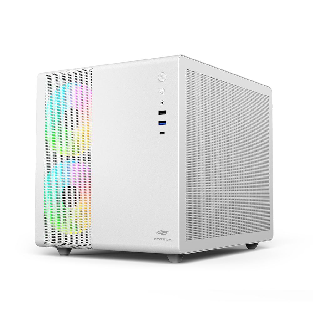 Gabinete Gamer C3 Tech Aquarius MT-G710WH, Mini-Tower, sem Fonte sem Fans - Branco