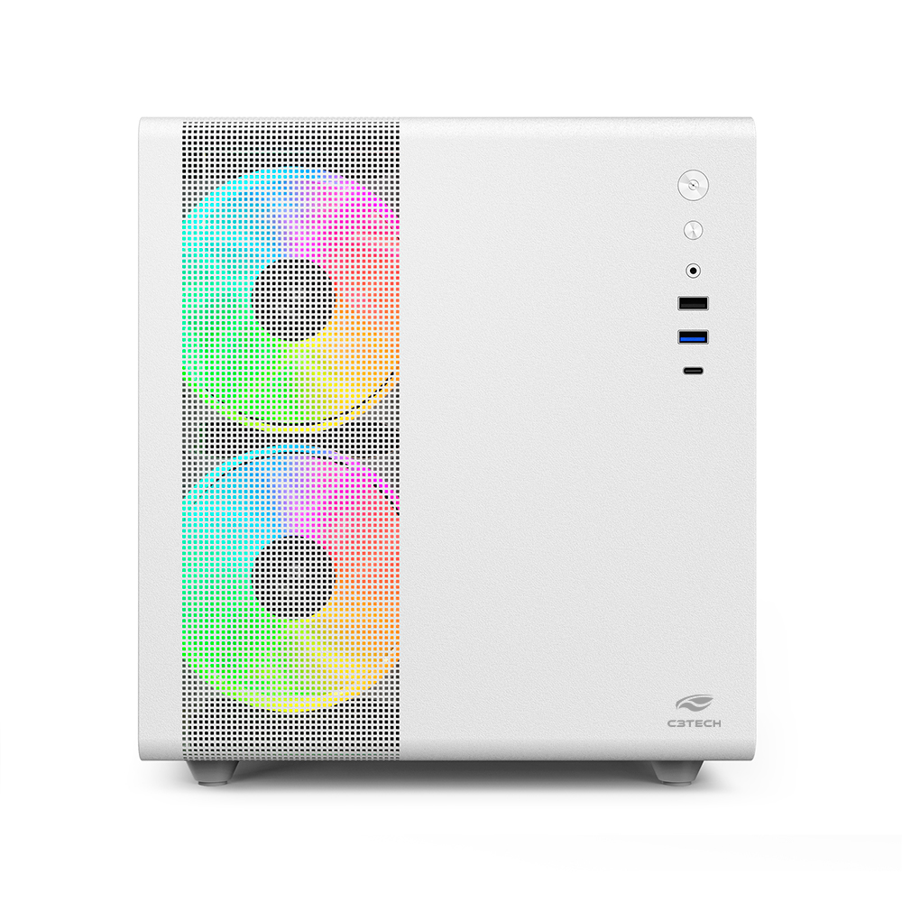 Gabinete Gamer C3 Tech Aquarius MT-G710WH, Mini-Tower, sem Fonte sem Fans - Branco