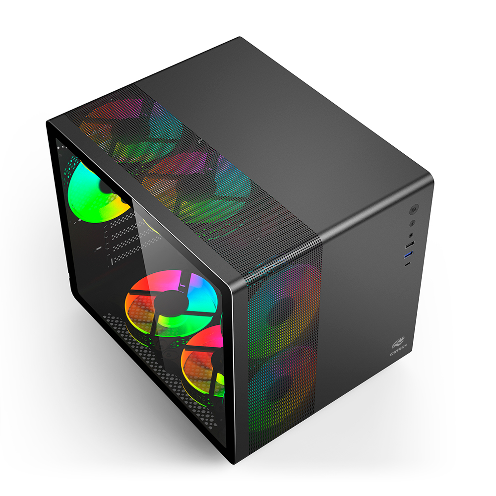 Gabinete Gamer C3 Tech Aquarius MT-G710BK, Mini-Tower, sem Fans sem Fonte - Preto