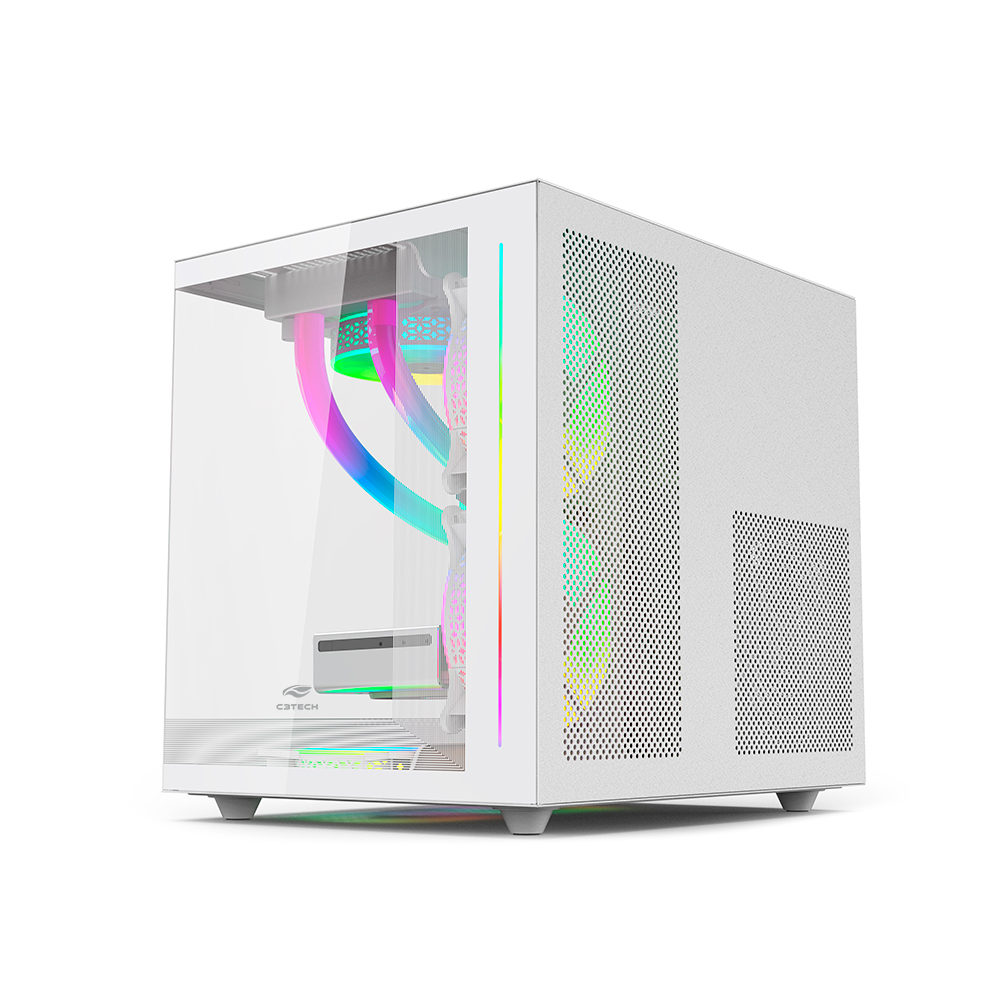 Gabinete Gamer C3 Tech Aquarius MT-G810WH, Mini-Tower, sem Fans sem Fonte - Branco