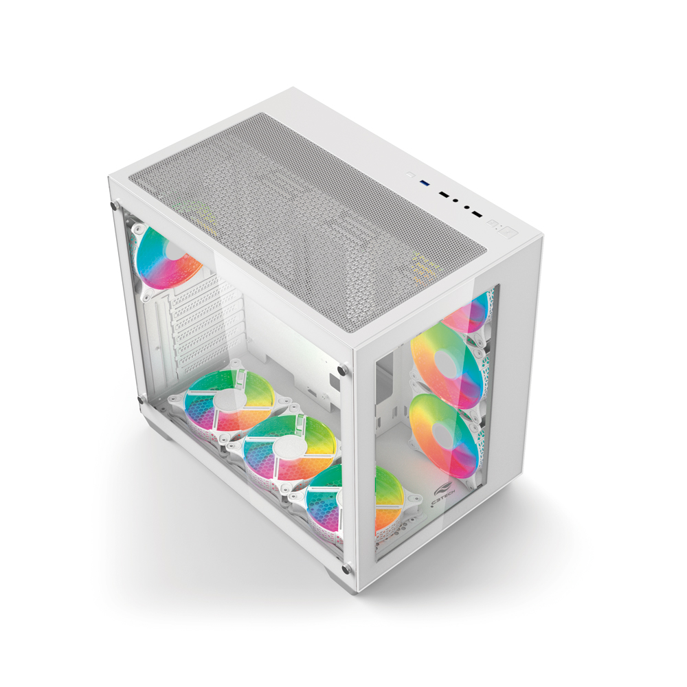 Gabinete Gamer C3 Tech Aquarius MT-G910WH, Mid-Tower sem Fonte sem Fans - Branco