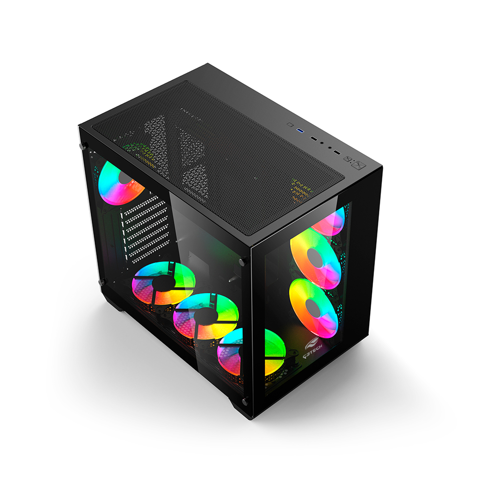 Gabinete Gamer C3 Tech Aquarius MT-G910BK, Mini-Tower, sem Fonte sem Fans - Preto