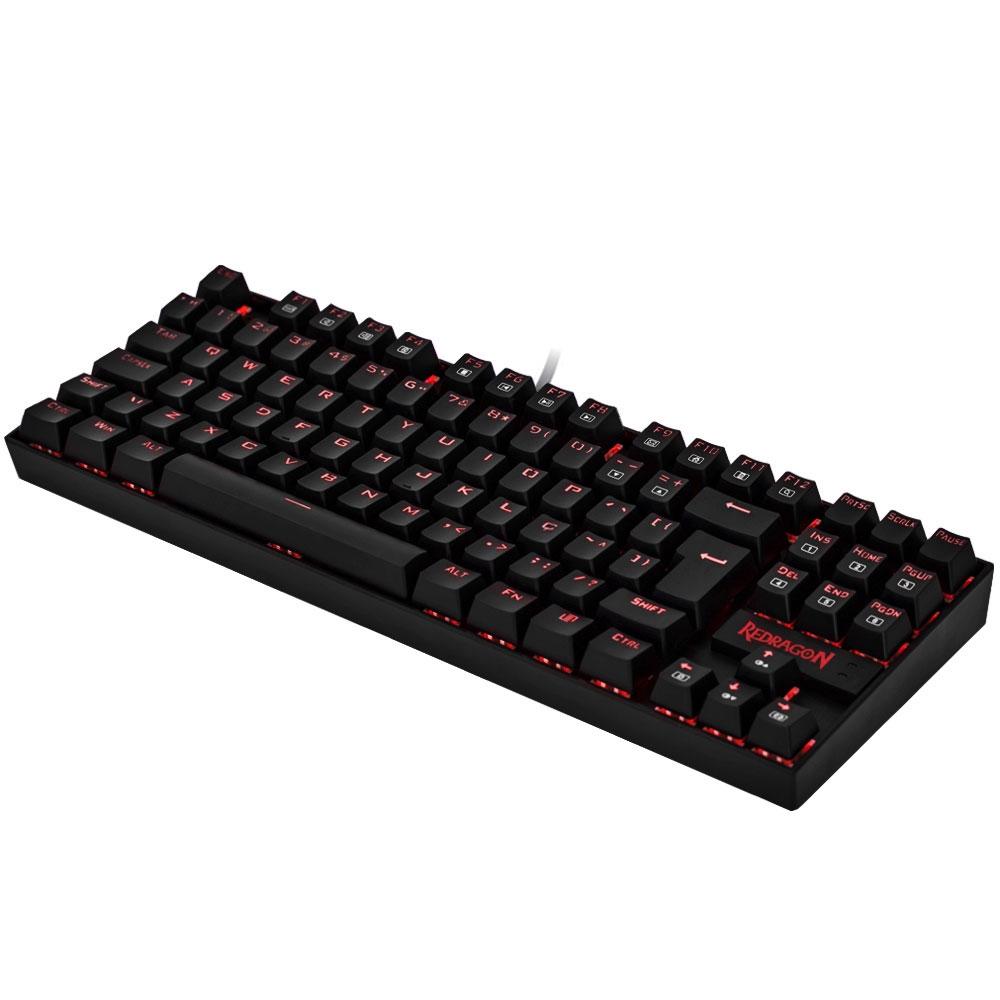 Teclado Gamer Mecânico Redragon Kumara, Anti-Ghosting, LED Vermelho, Switch Outemu Blue, ABNT2, Pret