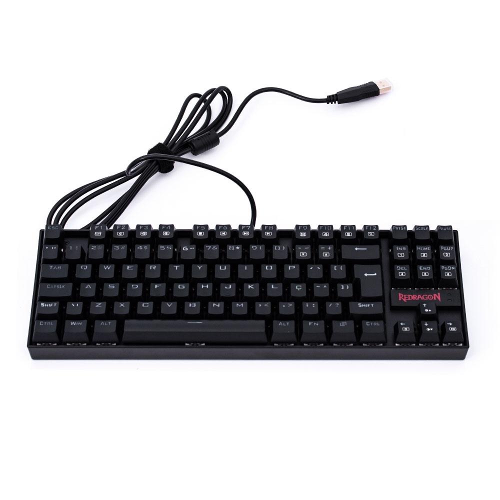 Teclado Gamer Mecânico Redragon Kumara, Anti-Ghosting, LED Vermelho, Switch Outemu Blue, ABNT2, Pret