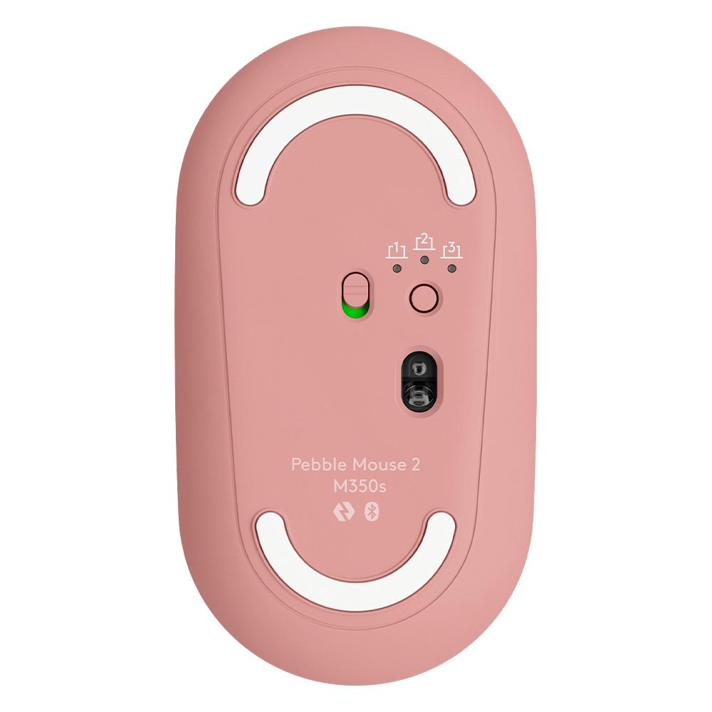 Mouse sem Fio Logitech Pebble 2 M350S,CLIQUE Silencioso, Bluetooth, Pilha Inclisa -Rosa