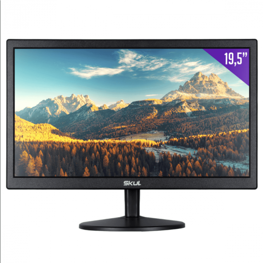 Monitor LED 19,5" SKUL Office, HD 75Hz TN, VESA 75x75mm, Preto