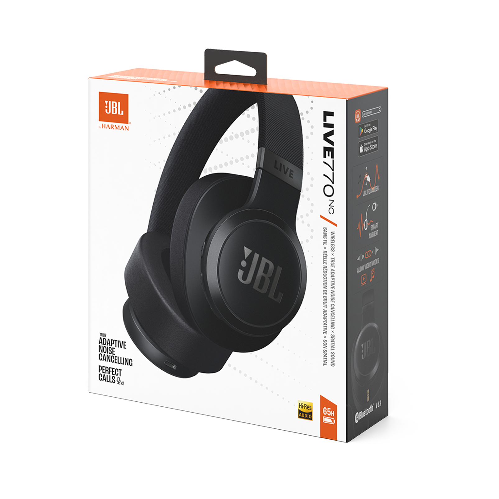 Fone de Ouvido Over-Ear JBL Live 770NC, Bluetooth 5.3, Preto, JBLLIVE770NCBLK