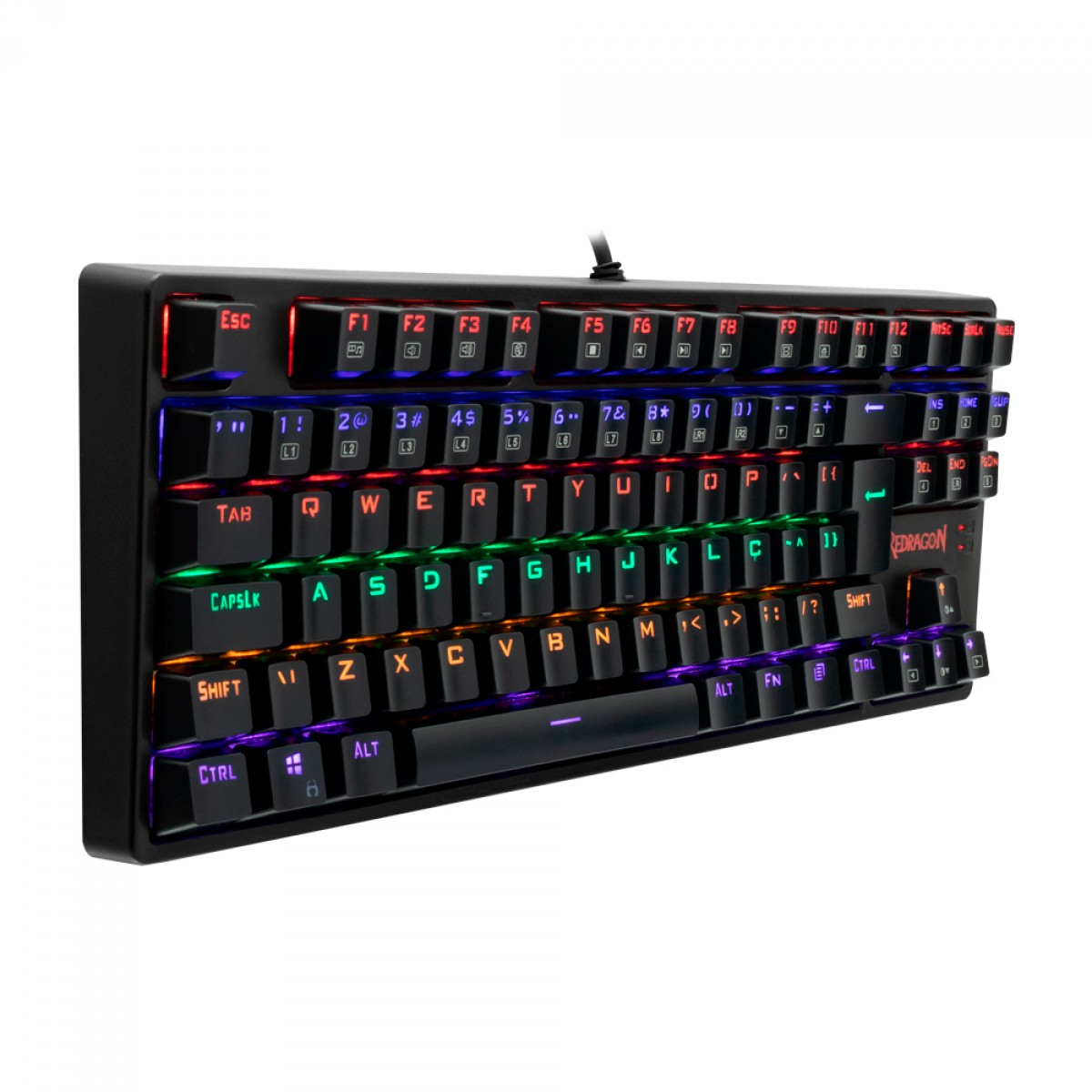 Teclado Gamer Mecânico Redragon Daksa Rainbow RGB Switch Blue ABNT Black