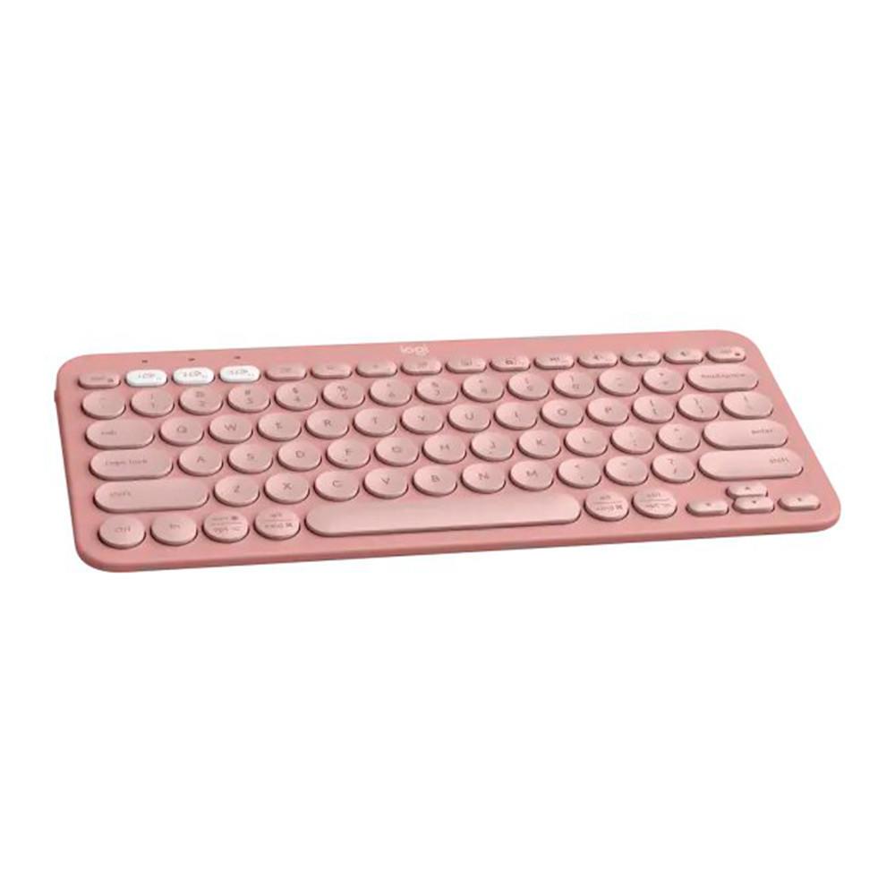Teclado sem Fio Logitech, Bluetooth e USB, Pebble Keys 2 K380S, Easy-Switch e Pilha Inclusa, Rosa