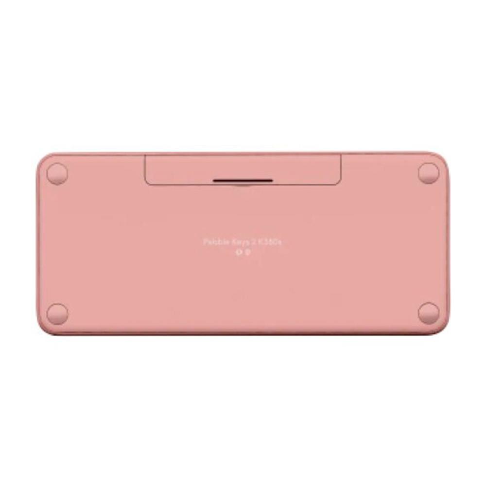 Teclado sem Fio Logitech, Bluetooth e USB, Pebble Keys 2 K380S, Easy-Switch e Pilha Inclusa, Rosa