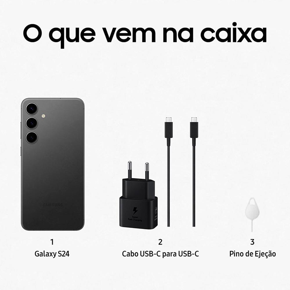 Smartphone Samsung Galaxy S24 5G, Galaxy AI, Tela de 6.2" 1-120HZ, 256GB, 8GB de RAM, Violeta