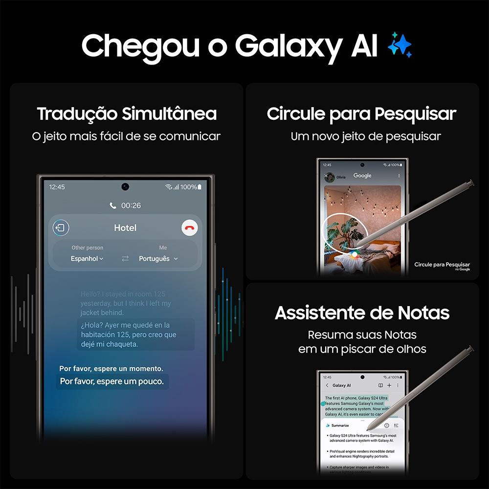 Smartphone Samsung Galaxy S24 5G Ultra, Galaxy AI, Tela de 6.8" 1-120HZ, 512GB, 12GB,TITÂNIO Creme