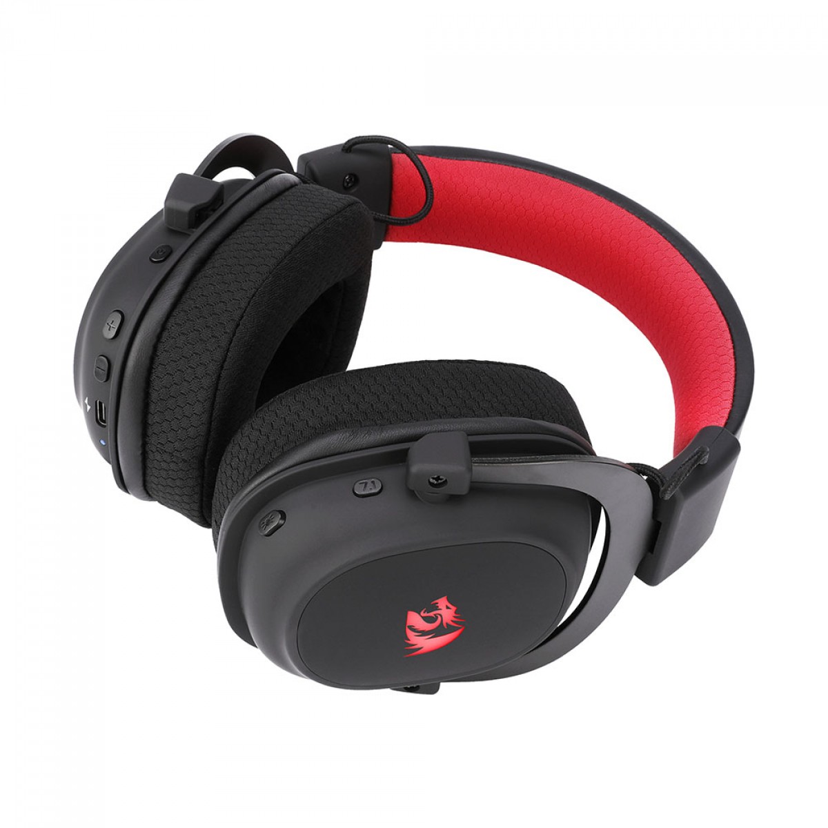 Headset Gamer sem Fio Redragon Zeus Pro 2.4GHZ/BLUETOOTH Surround 7.1 Mic Removivel Preto/Vermelho