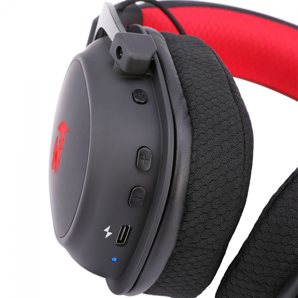 Headset Gamer sem Fio Redragon Zeus Pro 2.4GHZ/BLUETOOTH Surround 7.1 Mic Removivel Preto/Vermelho