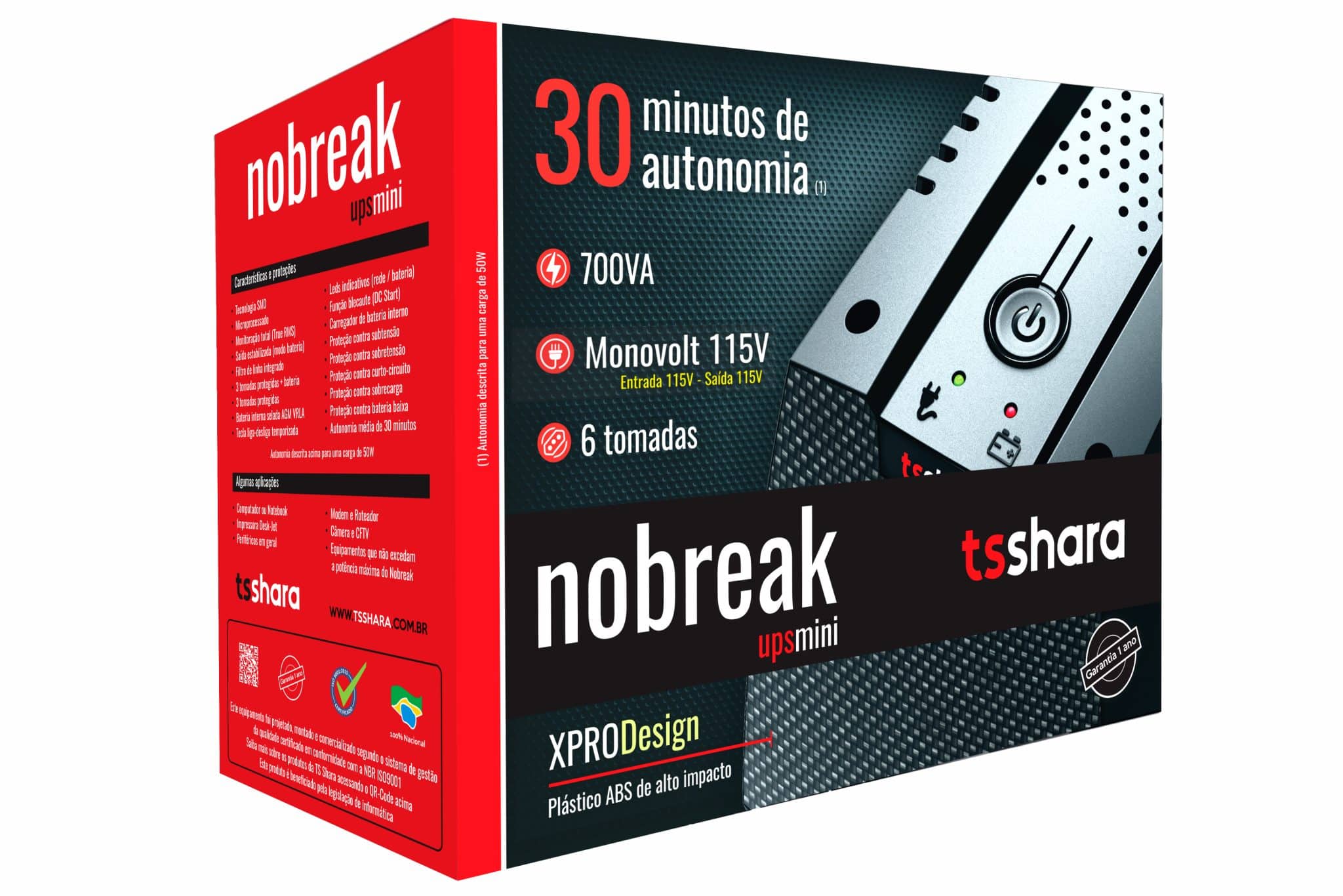 Nobreak 700VA UPS Mini Xpro Design Mono 115V - TS Shara