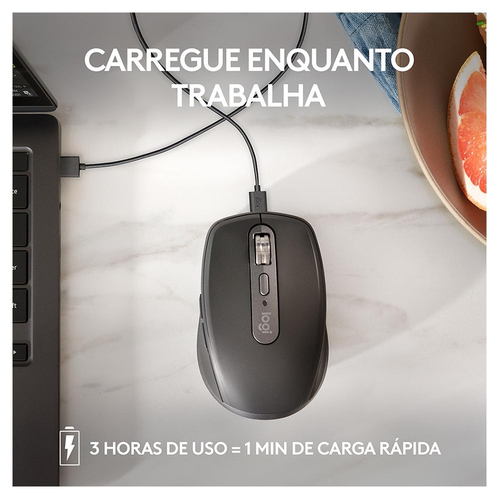 Mouse sem Fio Logitech Mx Anywhere 3S, Bluetooth, Clique Silencioso, Recarregável,grafite-910-006932