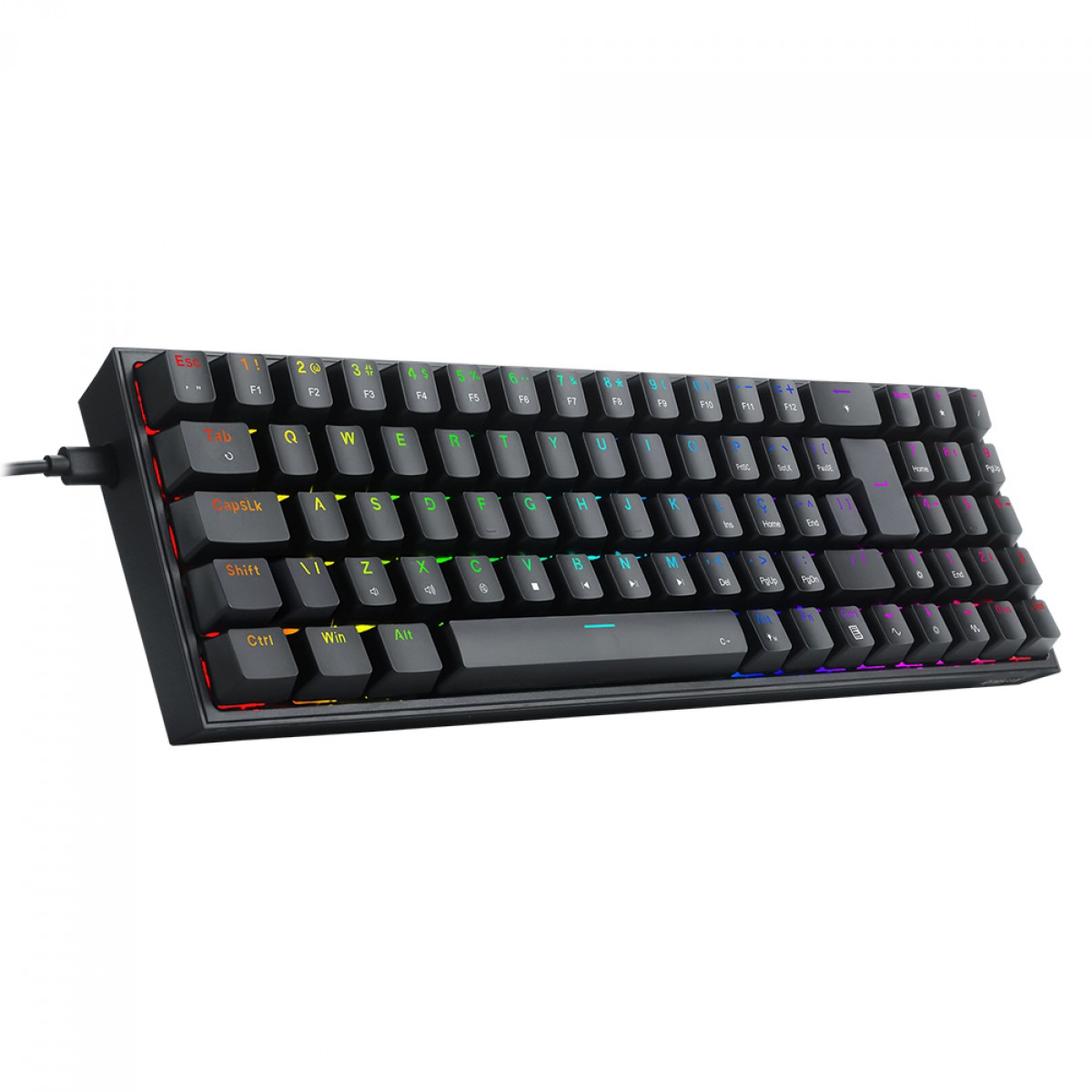 Teclado Gamer Mecânico Redragon Pollux RGB Switch Brown ABNT2 - Preto