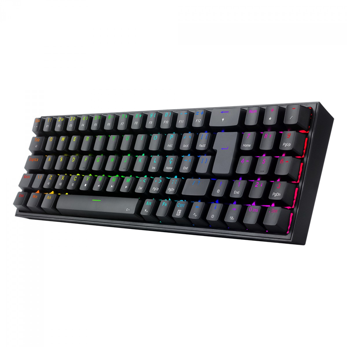 Teclado Gamer Mecânico Redragon Pollux RGB Switch Brown ABNT2 - Preto