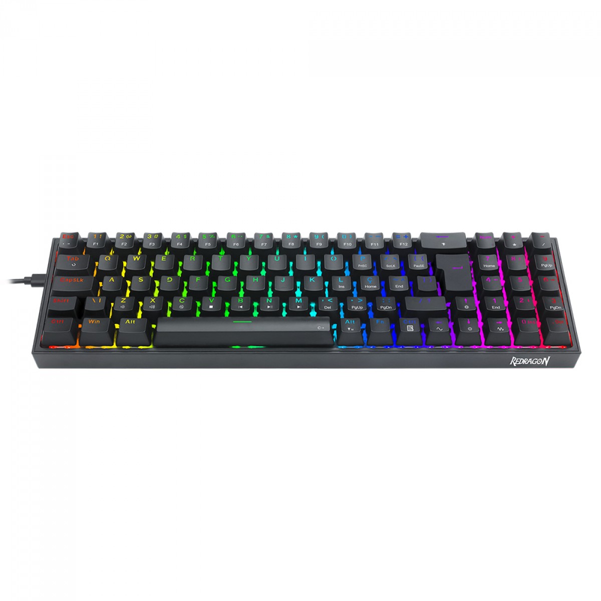 Teclado Gamer Mecânico Redragon Pollux RGB Switch Brown ABNT2 - Preto