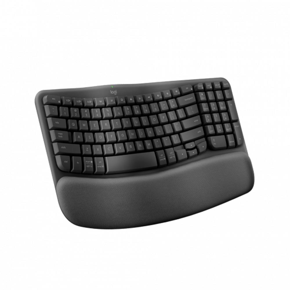 Teclado sem Fio Logitech Wave Keys, Ergonômico, Design Ondulado, Layout Us, Bluetooth - Grafite