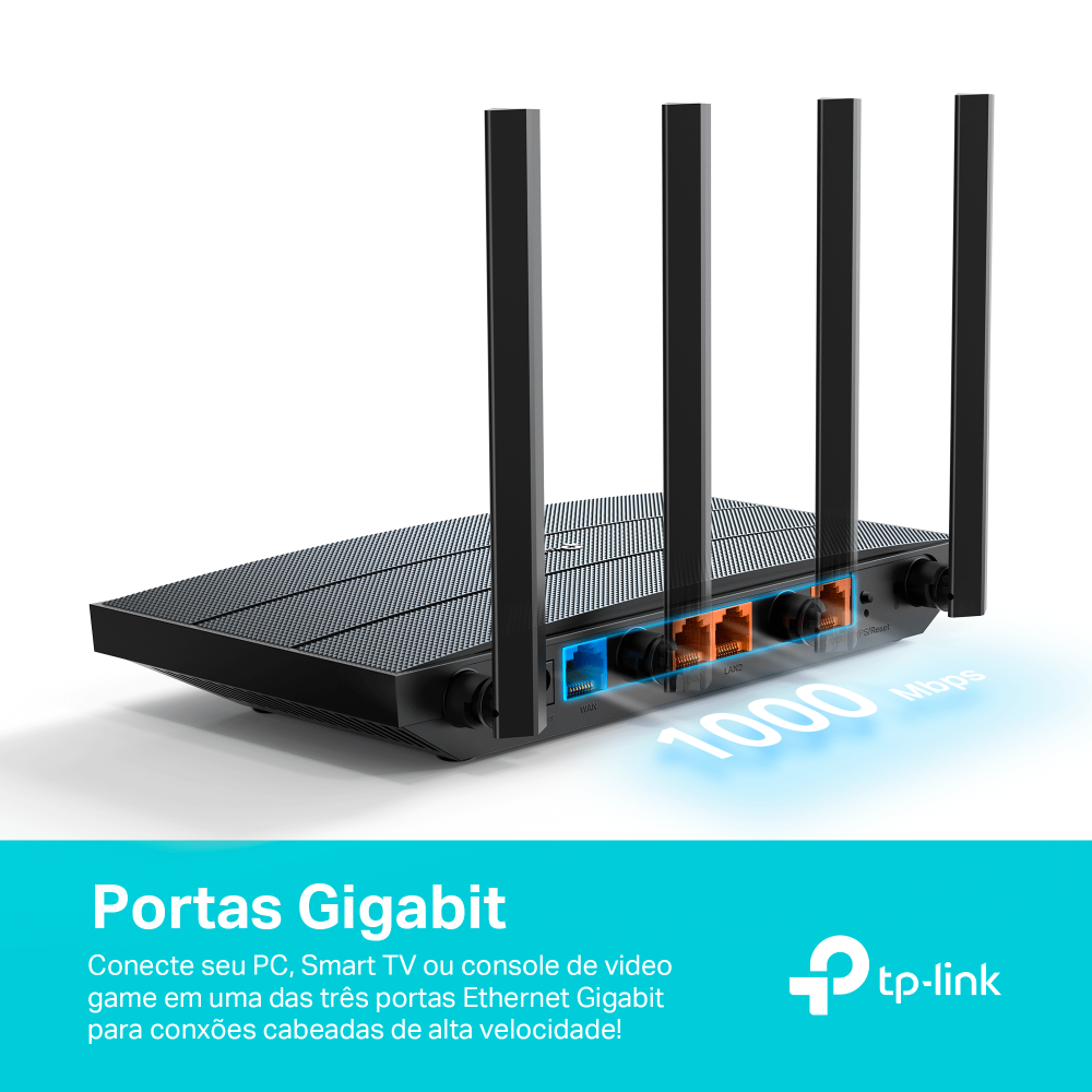 Roteador Wireless Tp-Link Archer AX12, AX1500, Wi-Fi 6, 1500Mbps, Dual Band, 4 Antenas, Gigabit