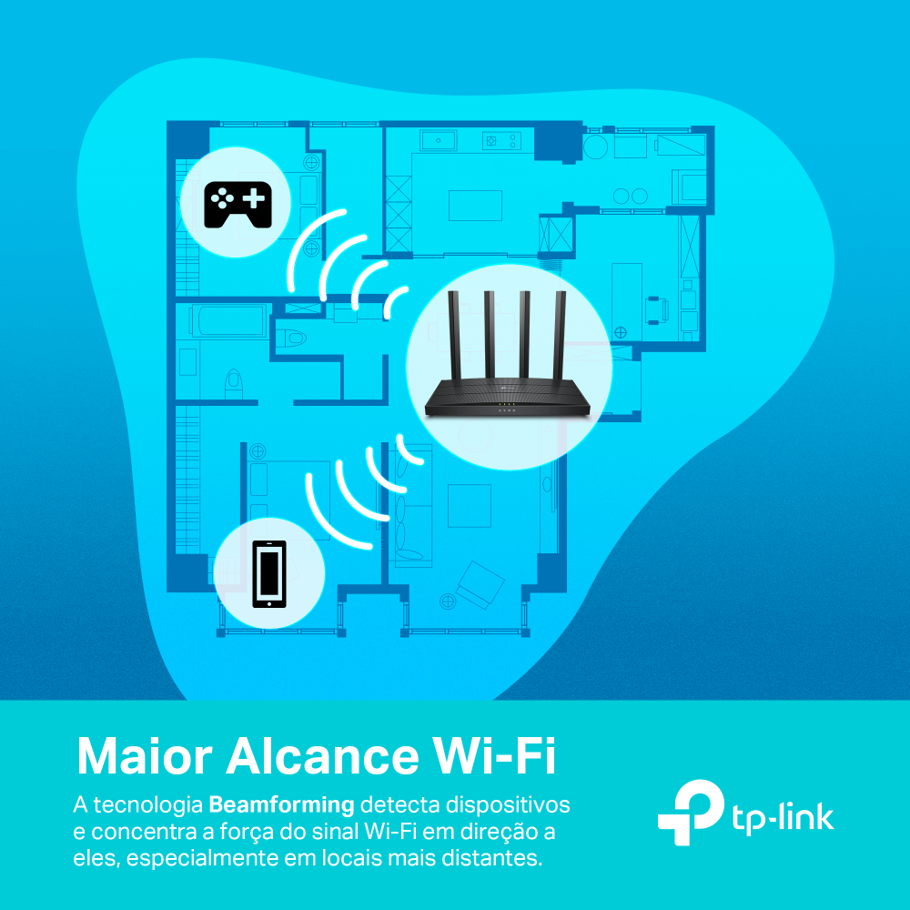 Roteador Wireless Tp-Link Archer AX12, AX1500, Wi-Fi 6, 1500Mbps, Dual Band, 4 Antenas, Gigabit