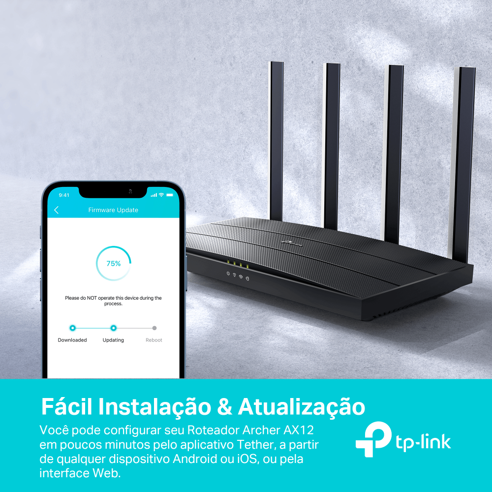 Roteador Wireless Tp-Link Archer AX12, AX1500, Wi-Fi 6, 1500Mbps, Dual Band, 4 Antenas, Gigabit
